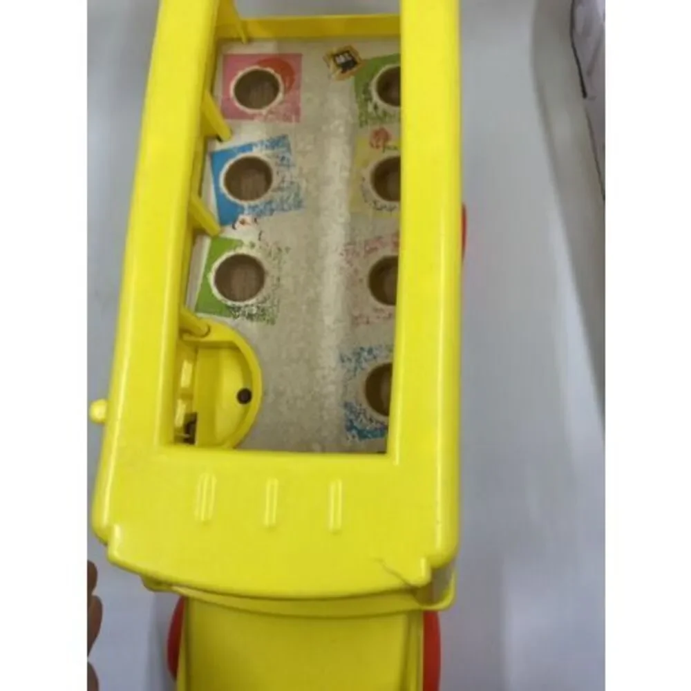 Vintage 1965 Fisher Price School Bus #192 Little People Pull Toy No People